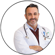 Headshot of provider discussing using Matic across clinic visits, hospital rounds, and emergency settings